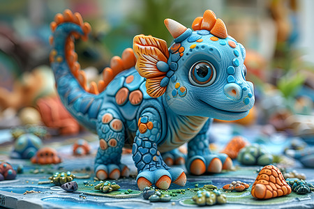蓝色恐龙玩具背景图片