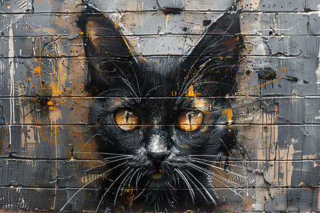 墙角黑猫艺术背景图片