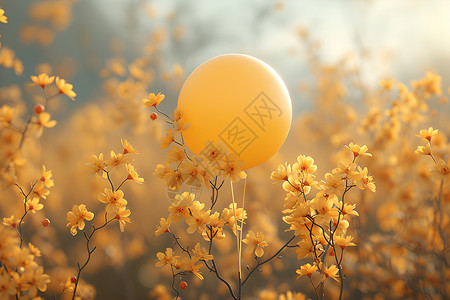 黄色的气球背景图片