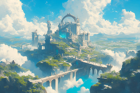 天空的城堡背景图片
