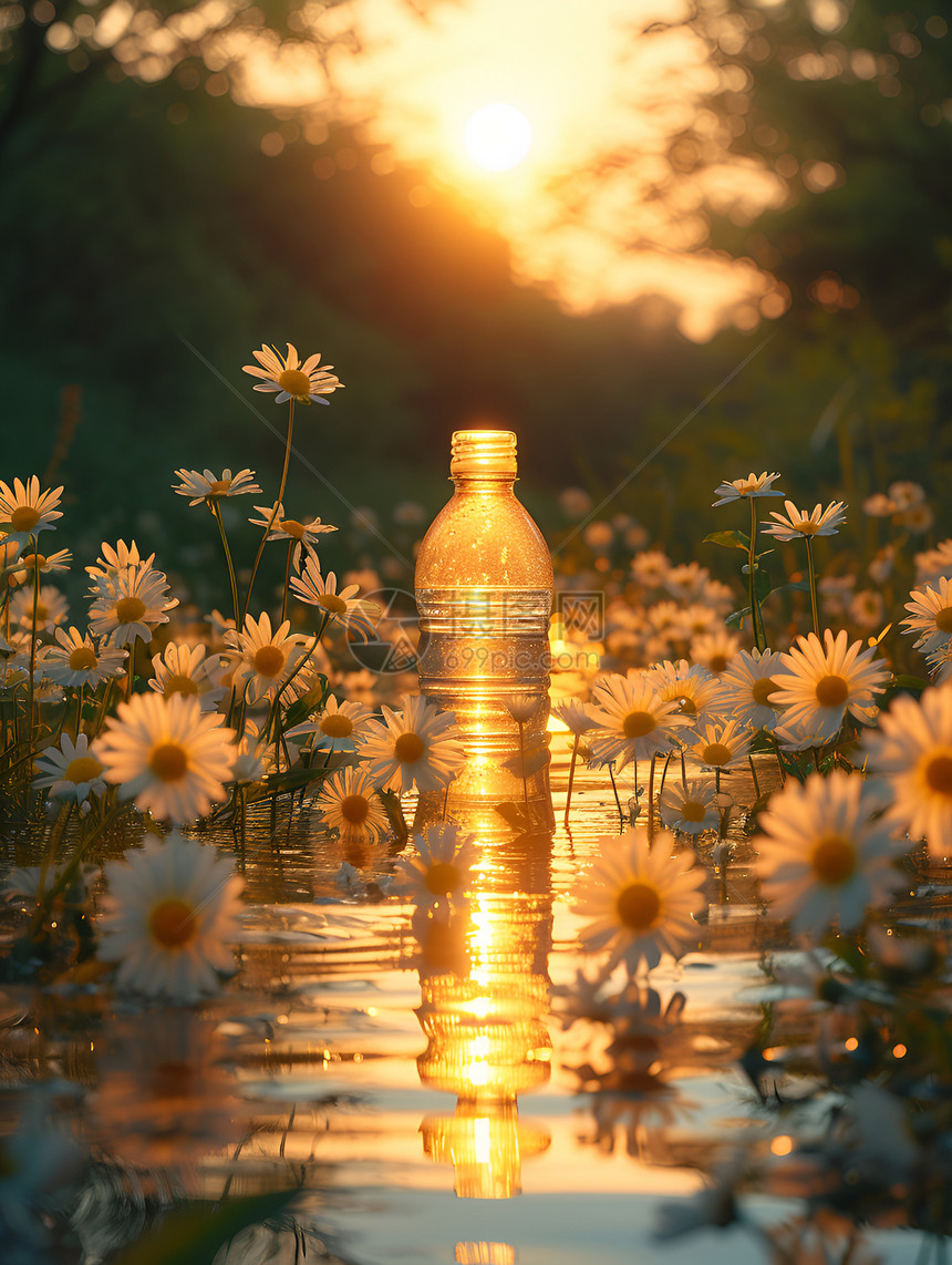水瓶和雏菊图片