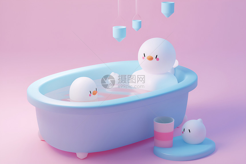沐浴中的鸭子图片