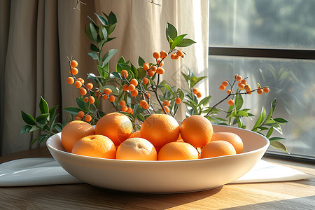 果盘里的柑橘背景图片