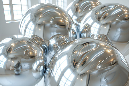 金属气球素材窗户和金属气球背景