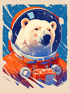 极地熊与星空背景图片