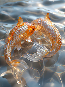 锦鲤和水里的光影背景图片