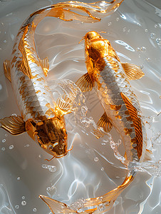 金鱼戏水的艺术品背景图片
