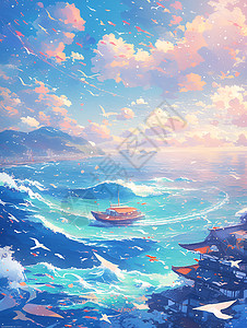 超现实梦幻之船背景图片