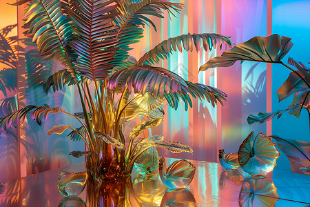玻璃棕榈树背景图片