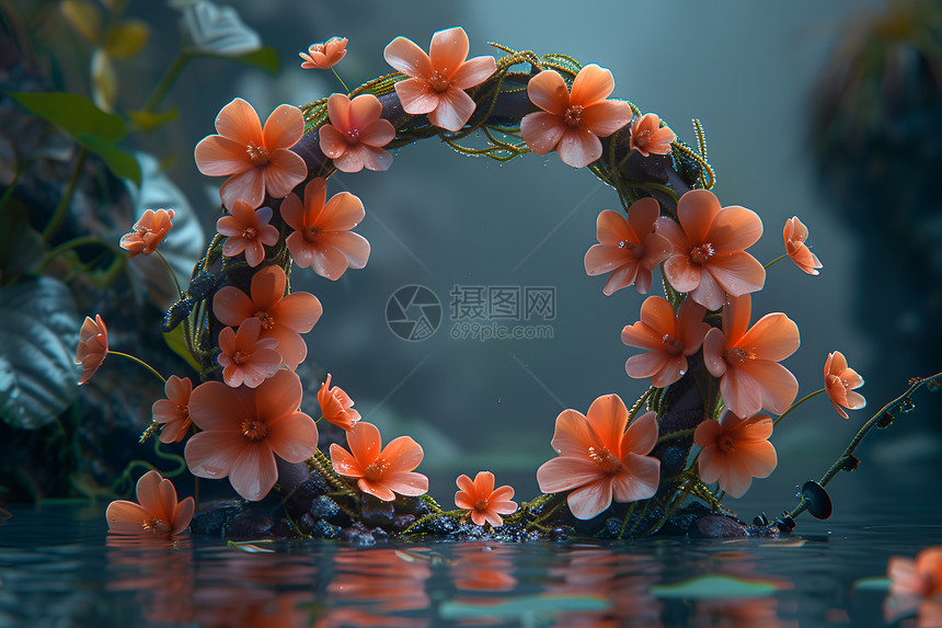 水上漂浮的花环图片