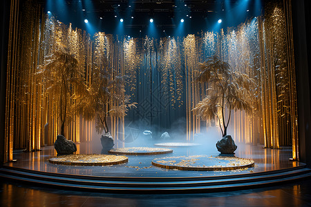 舞台环绕金竹环绕的舞台设计插画