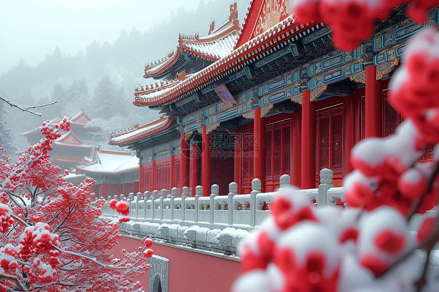 白雪装饰下的紫禁城图片