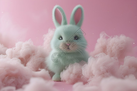 粉红背景里的兔子背景图片