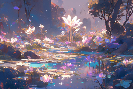 幻境中的花朵背景图片