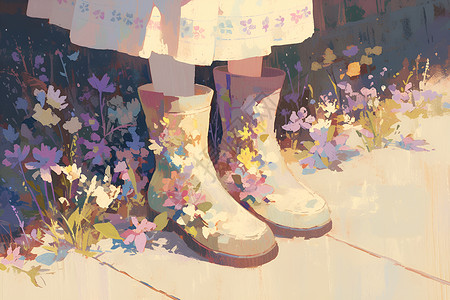女孩的靴子背景图片