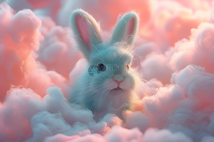 棉花中的小兔子图片