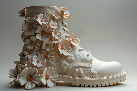 花饰的白靴背景图片