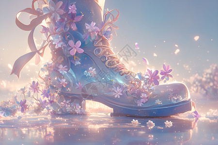 花团锦簇的靴子背景图片