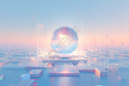 未来城市的球型中心背景图片