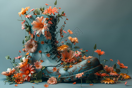 清新的花饰泥靴背景图片