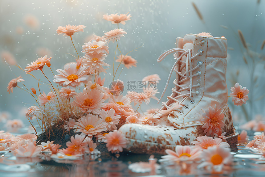 花卉点缀的鞋子图片