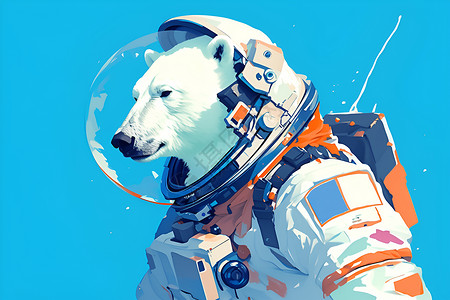 蓝色背景前的太空熊背景图片