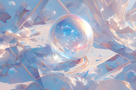 漂浮的玻璃球背景图片