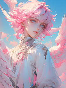 粉色翅膀粉色天使插画