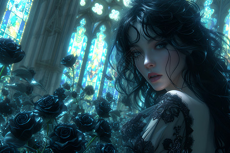 玫瑰花冠高雅的黑色玫瑰公主背景