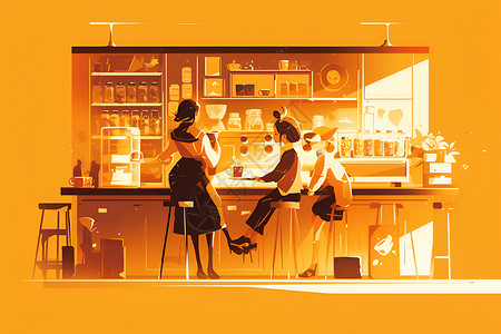 咖啡厅吧台背景图片