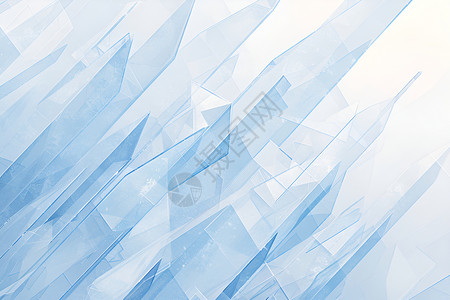 蓝色水晶冰瀑布冰蓝色手机壁纸插画