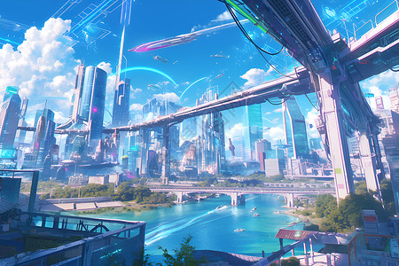 未来城市之光背景图片