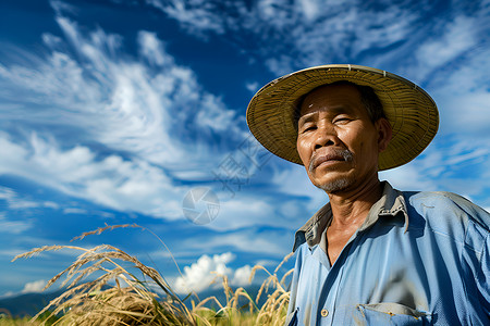 蓝天下的农民背景图片