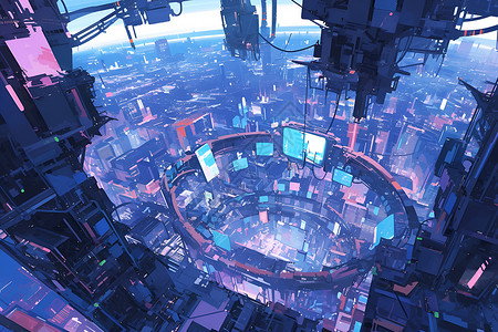 未来霓虹城市背景图片