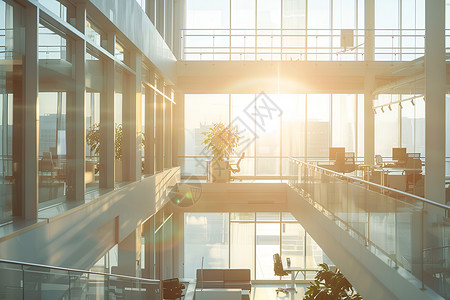被阳光照耀的办公楼背景图片
