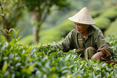 一名采茶工人高清图片