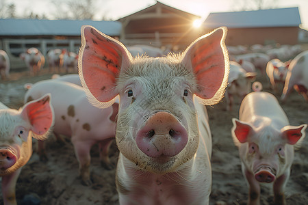 繁忙猪农场大耳朵猪高清图片