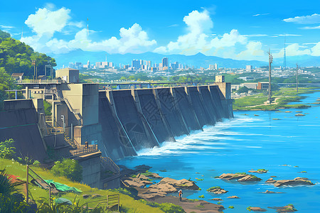 现代能源大坝背景图片