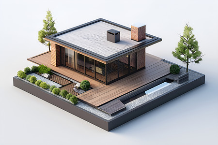 建筑模型设计现代别墅插画