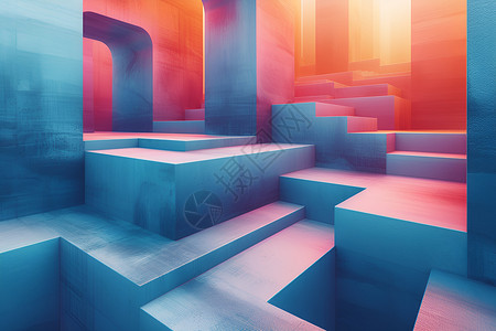 彩色楼梯渐变色彩的楼梯设计图片