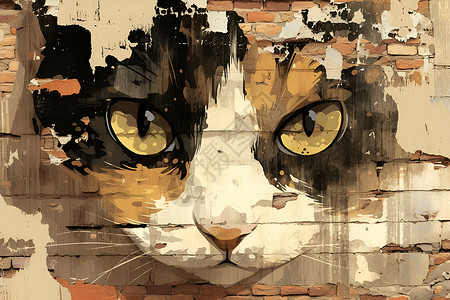 猫脸涂鸦插画