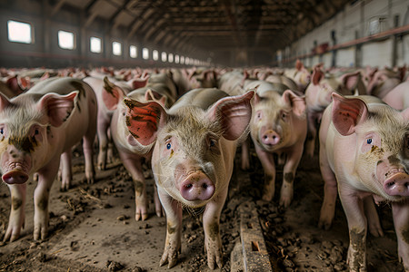 猪场消毒养殖场的小猪背景
