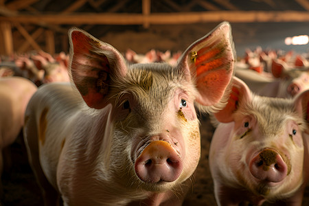 养猪场的猪群背景图片