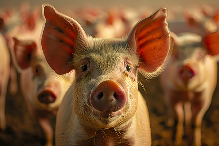 猪圈里的小猪背景图片