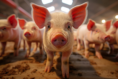 猪场里的猪群背景图片
