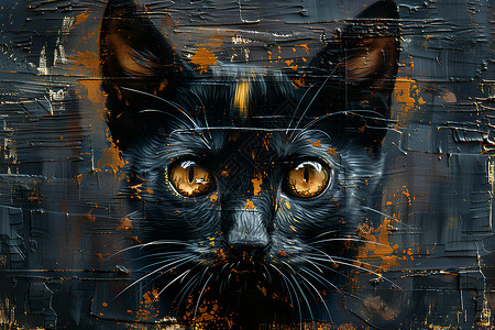 黑猫的壁画动物壁画高清图片