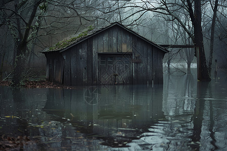 紧迫的淹没的小屋紧迫行动背景