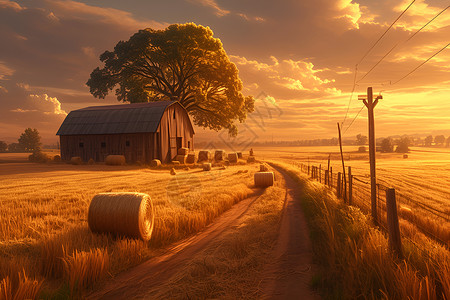 黎明的农场背景图片
