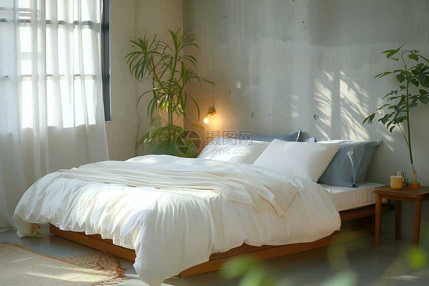 柔软的大床图片