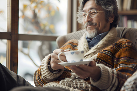 休假中的中年男子背景图片